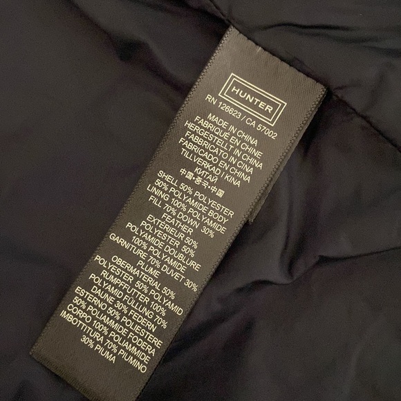 Hunter Original Refined Down Coat Women's Large Black Puffer Full Zip Mid Length - Picture 6 of 12